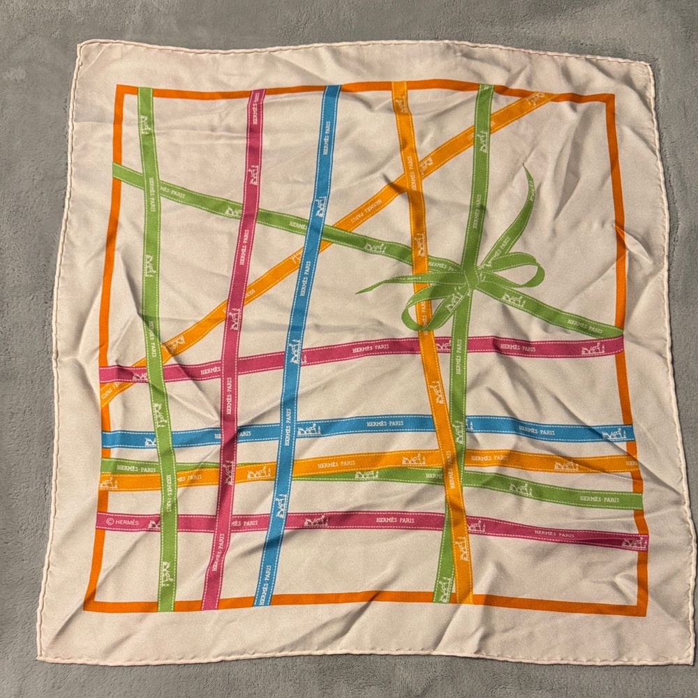 Hermes Multicolor Ribbon Design Scarf